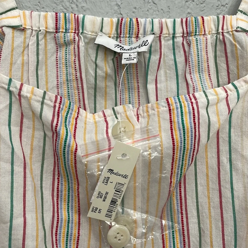 NWT MADEWELL Rainbow Stripes Cami Top Tank Button Front L8458_7